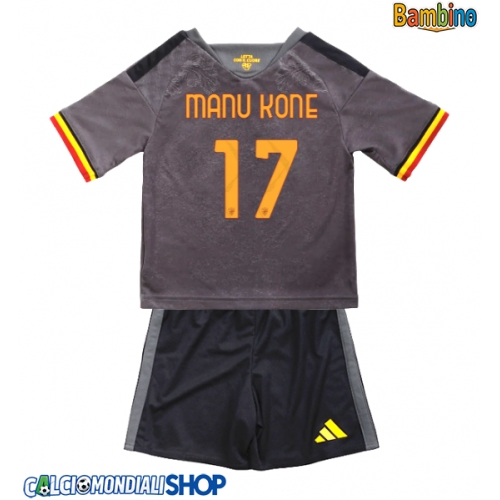 Maglie da calcio AS Roma Manu Kone #17 Terza Maglia Bambino 2026-27 Manica Corta + Pantaloni corti)